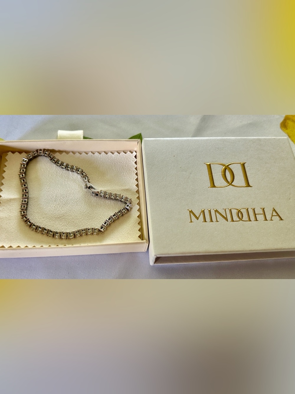 7 inch 18K white gold plated Tennis Bracelet with Clear Stones -new in box